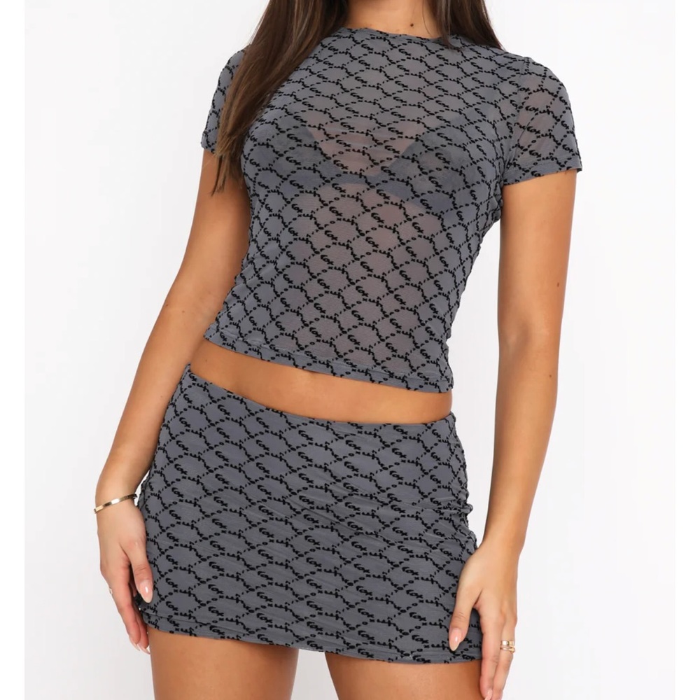 White fox Time For Change Mesh Mini Skirt Charcoal